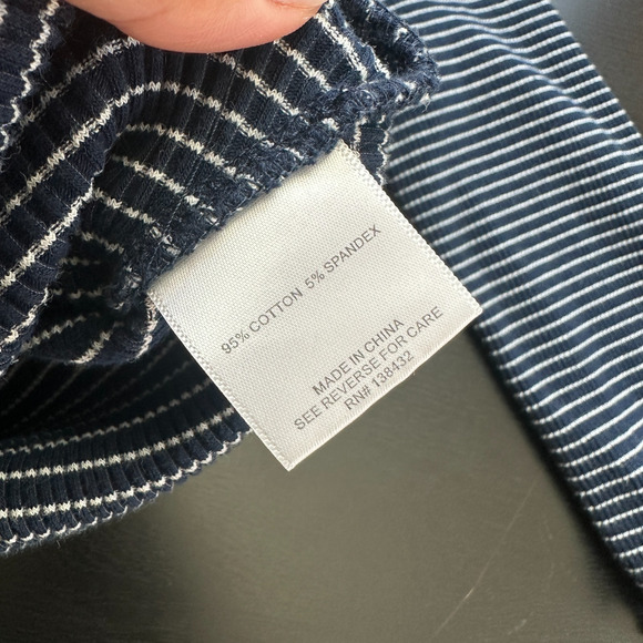 Modcloth Top 4X Plus Long Sleeve Striped Navy Blue Layer Nautical Twee Ribbed - Picture 8 of 11